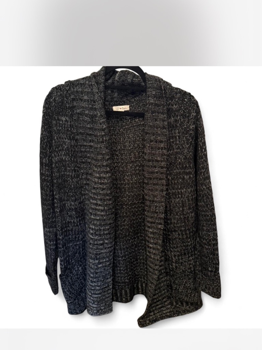 Cozy Open-Front Black Charcoal Knit Cardigan